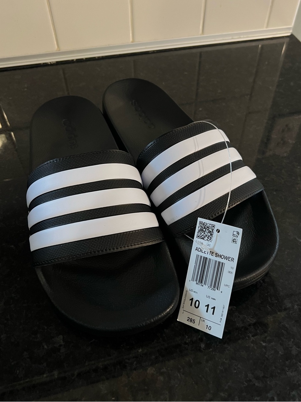 Adidas Black and White Slides